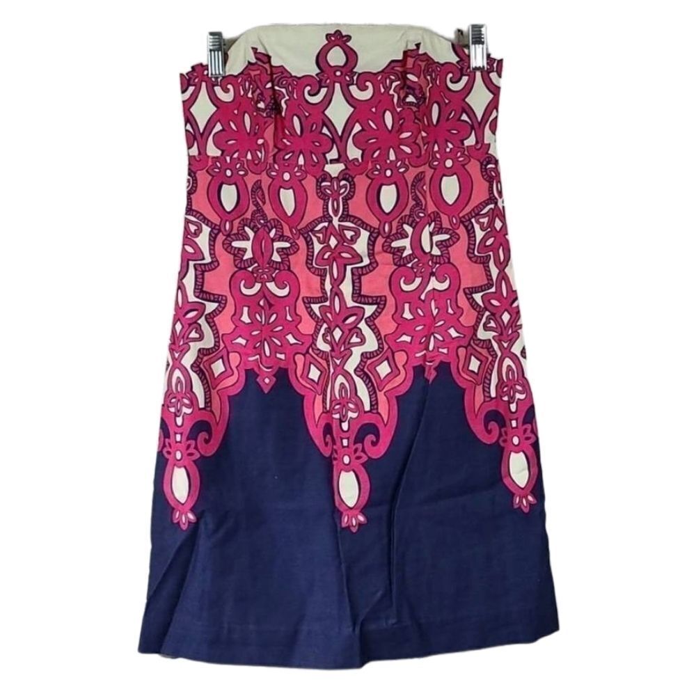 Lilly Pulitzer Bowen Strapless Dress Multi Chorus Girl Pink Baroque Sheath Mini - Picture 2 of 13